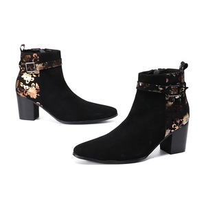 אופנת יד mens עקבים גבוהים זמש עור קרסול unisex chelsex עור אמיתי גבוה שמלה נעליים bota גבריינה - Product Image 6