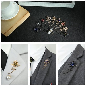 Pin de ramillete de moda Vintage para mujer, nuevo broche de flor rosa, accesorios de Metal tallados para banquete y decoración de traje de boda - Product Image 6