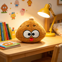 Poupée en peluche jaune personnalisable ODM OEM avec de grands yeux jouet de remplissage d'oreiller de gâteau d'huître de nourriture de dessin animé produit de personnage mignon
