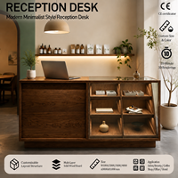 Comptoir de réception en bois massif multicouche de luxe, vitrine en verre, dimensions personnalisées, design moderne, multifonctionnel