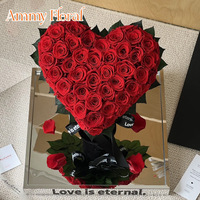 AM-PF148 Boîte en acrylique de luxe Idée cadeau pour la fête des mères Roses éternelles conservées Grande rose en forme de cœur Rose éternelle carrée Saint-Valentin