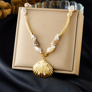 Stainless Steel <b>Seashell</b> Pendant Clavicle Chain <b>Necklace</b> For Women Party Fashion Jewelry Conch Themed Pendants - Product Image 1