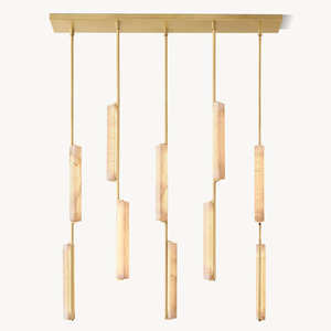 Lámpara de Araña Moderna y Sencilla de Latón Lineal para Sala de Estar, Lámpara Colgante de Latón de Lujo de Diseño Creativo para Restaurante, Lámpara de Araña de Alabastro - Product Image 6