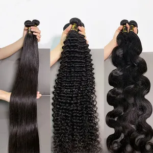 Campione gratuito capelli allineati cuticola vergine grezza, venditore di capelli allineati cuticola grezza, Bundle di capelli brasiliani vergini all'ingrosso