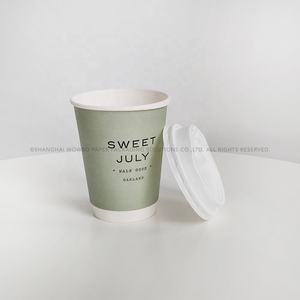 Taza de papel de doble pared verde Matcha de 12oz impresa con logotipo negro personalizado con tapa para té blanco plano Chai Latte Hot <span class=keywords><strong>Coco</strong></span> Matcha - Product Image 3
