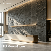 Panneaux de revêtement mural en PU à texture pierre étoile et lune, décoratifs pour credence et buffet, effet scintillant crépusculaire, stock première qualité