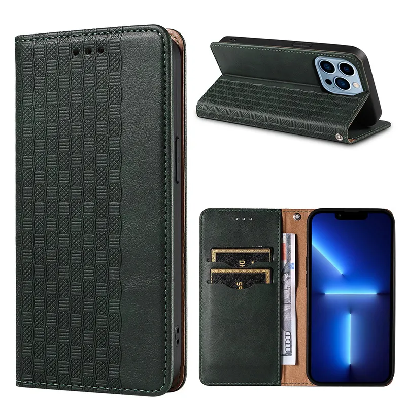 Embossed PU Leather Wallet Magnet Flip Case with Wrist Strap Mobile Case Leather Cover for iPhone 13 Pro Max