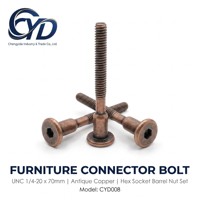 Tornillo hexagonal de acero al carbono cincado a medida de fábrica 1/4-20 x 70 mm para herrajes de armarios de inodoros y baños públicos
