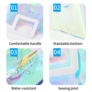 Bolsa de Compras Reutilizable con Asa de Hombro, Diseño Geométrico Transparente de PVC de Lujo con Logotipo Personalizado, Embalaje Holográfico para Regalos de Navidad - Product Image 3