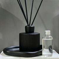 Bocaux à bougies en céramique faits à la main, diffuseur de parfum en céramique rayé de couleur avec logo personnalisé de luxe, ensemble cadeau avec plateau pour mariage