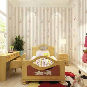 Carta da parati moderna rosa carina per la camera da letto dei bambini ispessita disegno del bastone di buccia impermeabile cartone animato <span class=keywords><strong>sfondo</strong></span> muro - Product Image 6