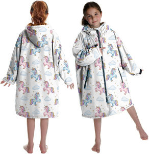 Venta al por mayor bebé niño <span class=keywords><strong>bata</strong></span> cambiante Zip up Toalla de playa con capucha Poncho absorbente viaje traje de baño envoltura para actividades al aire libre - Product Image 1
