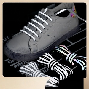 Fashion Sneakers <b>Shoelaces</b> Luminous Reflective Fluorescent Polyester Laser Sequin Weave Shoe Laces for Adult Children Wholesale - Product Image 4