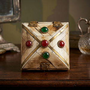 Traditional Bone and Brass Square Modern Stylish Jewelry <b>Box</b> with Stone Design for Girl Necklace Ring and <b>Earring</b> - Product Image 3