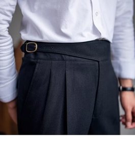 Pantalones de <span class=keywords><strong>traje</strong></span> a la moda para primavera y otoño para <span class=keywords><strong>hombre</strong></span>, pantalones largos informales de cintura alta de Color sólido, pantalones ligeros y transpirables - Product Image 2
