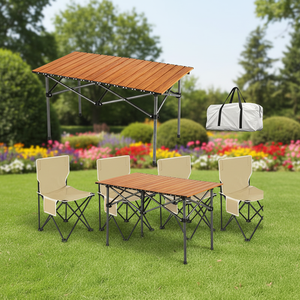Carbon Steel Folding Picnic <b>Table</b> and <b>Chair</b> Set Customized Portable Outdoor BBQ Camping <b>Dining</b> - Product Image 1