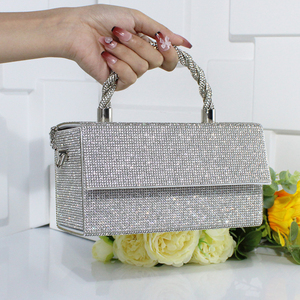 2024 New Designer Fashion Women's Diamond Evening Handbag Purse <strong>Clutch</strong> Ladies <strong>Silver</strong> Box Bag Rhinestone Purse Bag - Product Image 2