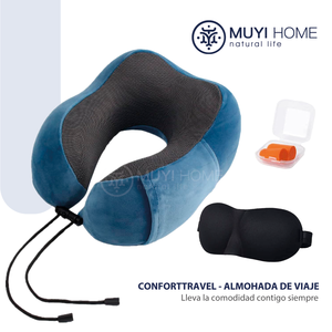 Kit cuscino da viaggio in Memory Foam morbido cuscino per il collo in seta e cotone con borsa per il trasporto per viaggi confortevoli - Product Image 3