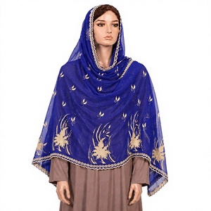 Wholesale Chiffon <b>Shawl</b> Golden Palm Embroidered Rhinestone Scroll Border Lightweight Women OEM ODM Custom - Product Image 1