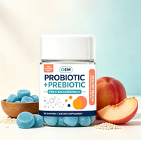 Gummies Probiotiques et Prébiotiques OEM Marque Privée 30 Unités Pêche Distributeur en Gros Marque Personnalisée