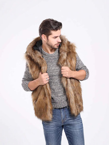 Gilet <span class=keywords><strong>court</strong></span> à capuche en fausse <span class=keywords><strong>fourrure</strong></span> pour <span class=keywords><strong>homme</strong></span> – Veste décontractée polyvalente – <span class=keywords><strong>Manteau</strong></span> d'extérieur en fausse <span class=keywords><strong>fourrure</strong></span> pour <span class=keywords><strong>homme</strong></span> - Product Image 5