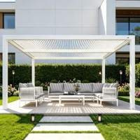 Pergola électrique en aluminium blanc résistante à la neige et aux intempéries, abri d'ombrage extérieur pour jardin familial nordique
