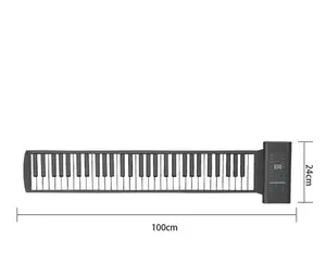 Bateria de lítio embutida de 61 teclas, piano manual rolado, bateria de lítio embutida, pode conectar ao microfone, piano eletrônico digital portátil, venda imperdível