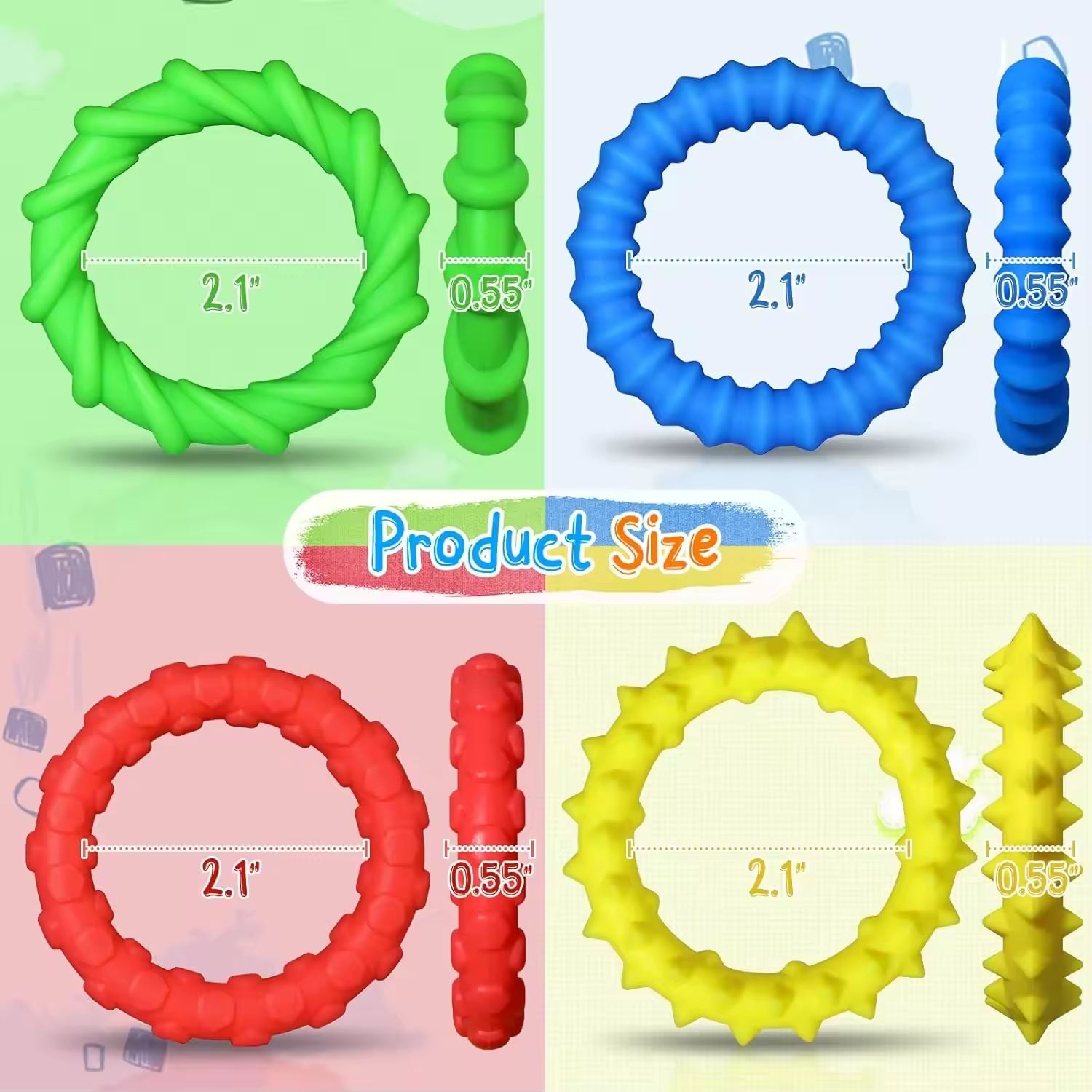 Silicone Texture Bracelet Calming Autism Quiet Fidgets Texture Anxiety Silent Toys Christmas Stocking Stuffers for Kids