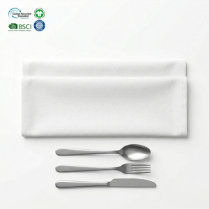 Thick Absorbent White 18x18 Inch Waterproof Eco-Friendly Restaurant Napkins (Polyester/Cotton) Custom Care Label for <b>Dining</b> Hall - Product Image 1