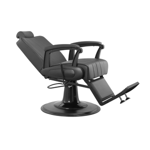 Fauteuil de barbier en aluminium noir avec siège en cuir, inclinable et réglable en hauteur - Product Image 5