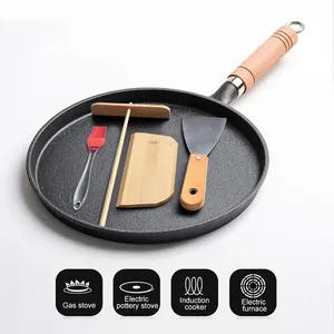 Poêle à frire antiadhésive <span class=keywords><strong>en</strong></span> <span class=keywords><strong>fonte</strong></span> épaisse de 20/23/26cm pour crêpes, crêpes, poêles plates à œufs frits, casseroles et ustensiles de cuisine - Product Image 3