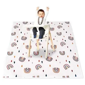 Wholesale Anti-slip New Fashion Polyester Messy Play Mat Protect Highchair Splat Mat Baby Diaper Changing Mat