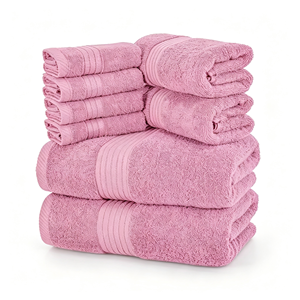 Set di 8 <span class=keywords><strong>Asciugamani</strong></span> da Bagno in <span class=keywords><strong>Cotone</strong></span> <span class=keywords><strong>Pettinato</strong></span> 100%, Morbidi e Assorbenti, Collezione Satinata - Product Image 5