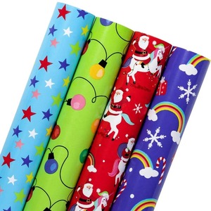 Custom Eco-Friendly Christmas Theme Art <b>Paper</b> <b>Roll</b> 100GSM Coated Recyclable Gift <b>Wrap</b> Double Side Wood Pulp Digital Printing - Product Image 1