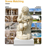 Statue de garçon jouant de la flûte en marbre blanc Mily, taille réelle, sculptée à la main, style européen, pour jardin ou parc extérieur
