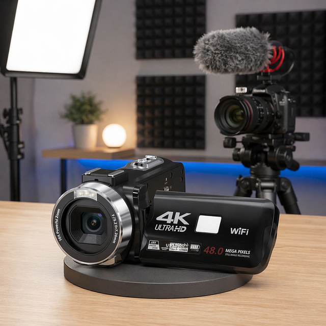 4K UHD 48MP 18X Zoom 3.0 Inch Touch Screen HDMI Output IR Night Vision Recording External Mic Streaming Camcorder