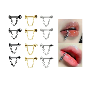 Para la venta caliente Cadena <span class=keywords><strong>de</strong></span> acero inoxidable Nariz Anillo <span class=keywords><strong>de</strong></span> uñas Extraíble Una uña Doble uso 16G Piercing Joyería Hombres Mujeres Regalo - Product Image 2