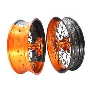 New Product Anodized double Color Motorcycle Wheels Super Motard wheels Set Supermoto wheels