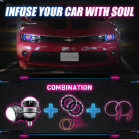 Feux avant Bi Led pour voiture, accessoires de voiture, lentille de projecteur M17, yeux d'ange, kit de feux de jour avec combinaison de yeux de démon