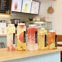 Vente directe d'usine, bouteilles en plastique jetables carrées de 300 ml, 380 ml, 500 ml, 650 ml, fabricants d'emballages pour boissons et jus