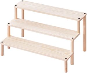 Solid Wood Double Tier Eco-Friendly Multifunction Desktop Display <b>Storage</b> Rack <b>for</b> <b>Kitchen</b> and Bathroom - Product Image 1