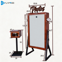 Miroir Magique Autonome pour Selfie, Kiosque Photo Rétro en Bois, Station Selfie avec Partage par Code QR pour Mariages et Événements Corporatifs