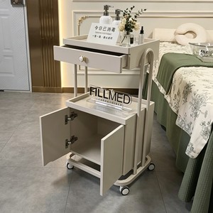 Chariot de beauté haut de gamme pour salon de beauté, chariot de gestion des soins cutanés avec étagère de rangement en bois, chariot à outils en métal et plastique - Product Image 5