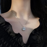 Bijoux en argent à la mode en gros CZ cristal zircon cubique coquille amour coeur pendentif 4 feuilles trèfle collier magnétique pour mémorial