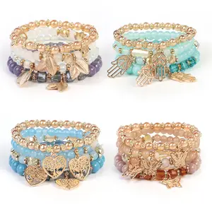 Fashion Jewelry Bracelets & Bangles Designer Charms Clover Butterfly Pendant Love Stretch Bohemian Layers Wrap Bracelet