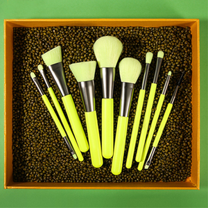 Juego <span class=keywords><strong>de</strong></span> <span class=keywords><strong>brochas</strong></span> <span class=keywords><strong>de</strong></span> <span class=keywords><strong>maquillaje</strong></span> profesional, 10 Uds., verde neón y amarillo, recién llegado, herramienta cosmética para damas, para corrector y brocha <span class=keywords><strong>de</strong></span> afeitar - Product Image 4