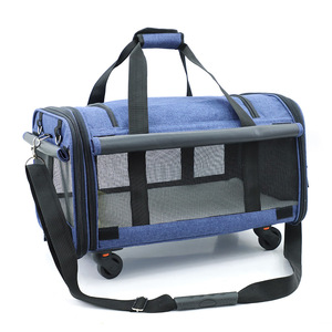 Portable Foldable <b>Pet</b> Travel <b>Carrier</b> Eco-Friendly Dog and Cat Tote Bag with Wheels and Zipper Closure for Outdoor Adventures - Product Image 3