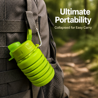 Bouteille d'eau pliable en silicone durable pour la survie, les aventures en plein air, gourde de sport pliable, anti-fuite, tasse de voyage portable