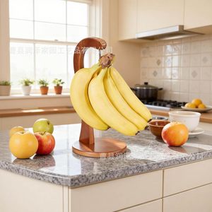 Soporte de Madera para Colgar Plátanos, Organizador de Frutas de Escritorio, Soporte Creativo para Frutas de Cocina, Diseño Simplificado de Una Sola Capa - Product Image 1