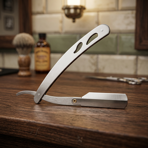 MORGANS INDUSTRIES Stainless Steel Handle Straight Razor Stainless Steel Single <b>Blade</b> for Face Body Bikini Shaving-Male Use - Product Image 1